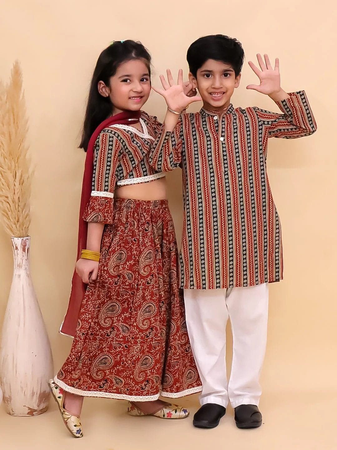 imgi_434_ethnic-set-rust-kalamkari-girls-lehenga-set-and-boys-kurta-set-1708270
